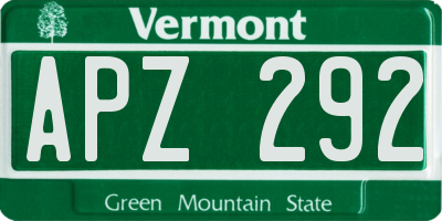 VT license plate APZ292