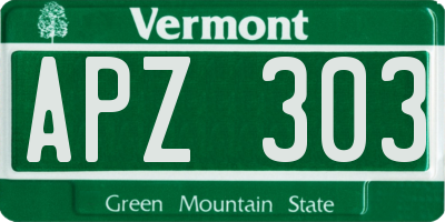 VT license plate APZ303