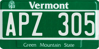 VT license plate APZ305