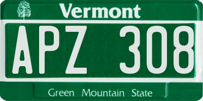 VT license plate APZ308