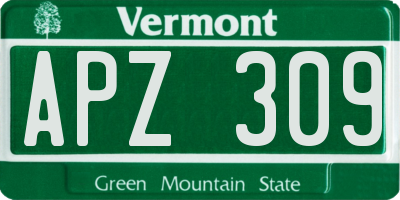 VT license plate APZ309