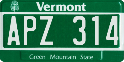 VT license plate APZ314