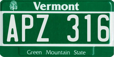 VT license plate APZ316
