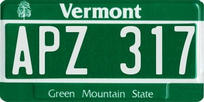 VT license plate APZ317