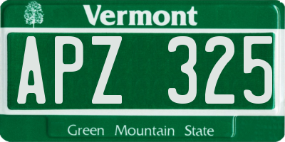 VT license plate APZ325