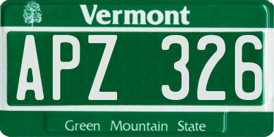 VT license plate APZ326