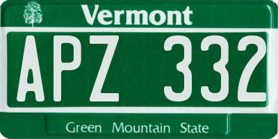 VT license plate APZ332