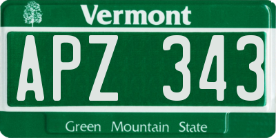 VT license plate APZ343
