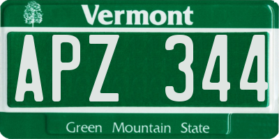 VT license plate APZ344