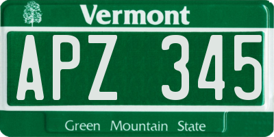 VT license plate APZ345