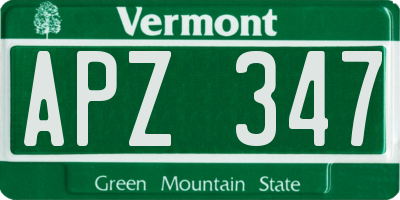 VT license plate APZ347