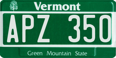 VT license plate APZ350