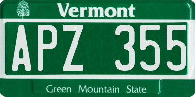 VT license plate APZ355