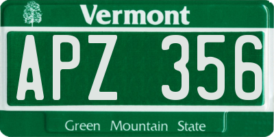 VT license plate APZ356