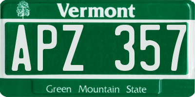 VT license plate APZ357