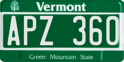 VT license plate APZ360