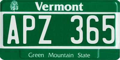 VT license plate APZ365