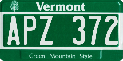 VT license plate APZ372