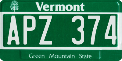 VT license plate APZ374