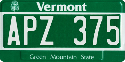 VT license plate APZ375