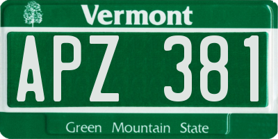 VT license plate APZ381