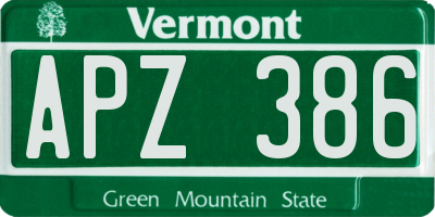 VT license plate APZ386