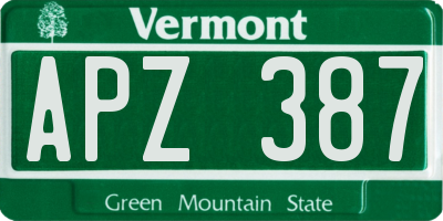 VT license plate APZ387
