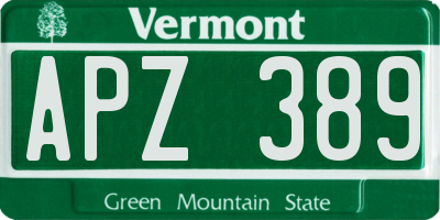 VT license plate APZ389