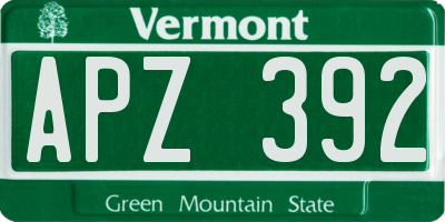 VT license plate APZ392
