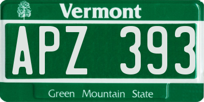 VT license plate APZ393