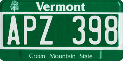 VT license plate APZ398