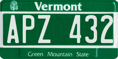 VT license plate APZ432