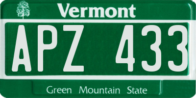 VT license plate APZ433
