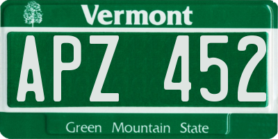 VT license plate APZ452