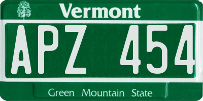 VT license plate APZ454
