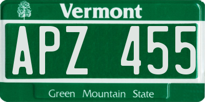 VT license plate APZ455