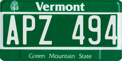 VT license plate APZ494