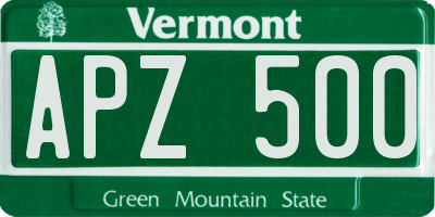 VT license plate APZ500