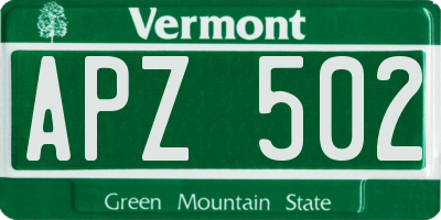 VT license plate APZ502