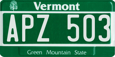 VT license plate APZ503