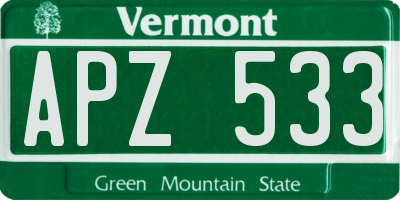 VT license plate APZ533