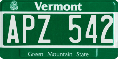 VT license plate APZ542