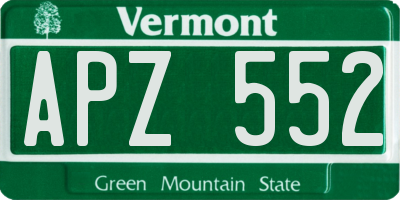 VT license plate APZ552