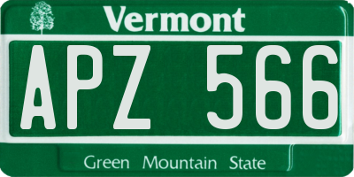 VT license plate APZ566