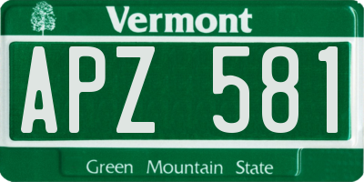 VT license plate APZ581