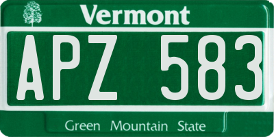 VT license plate APZ583