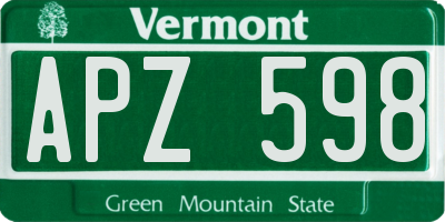 VT license plate APZ598