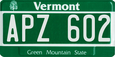 VT license plate APZ602