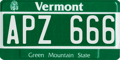VT license plate APZ666