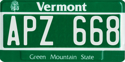 VT license plate APZ668